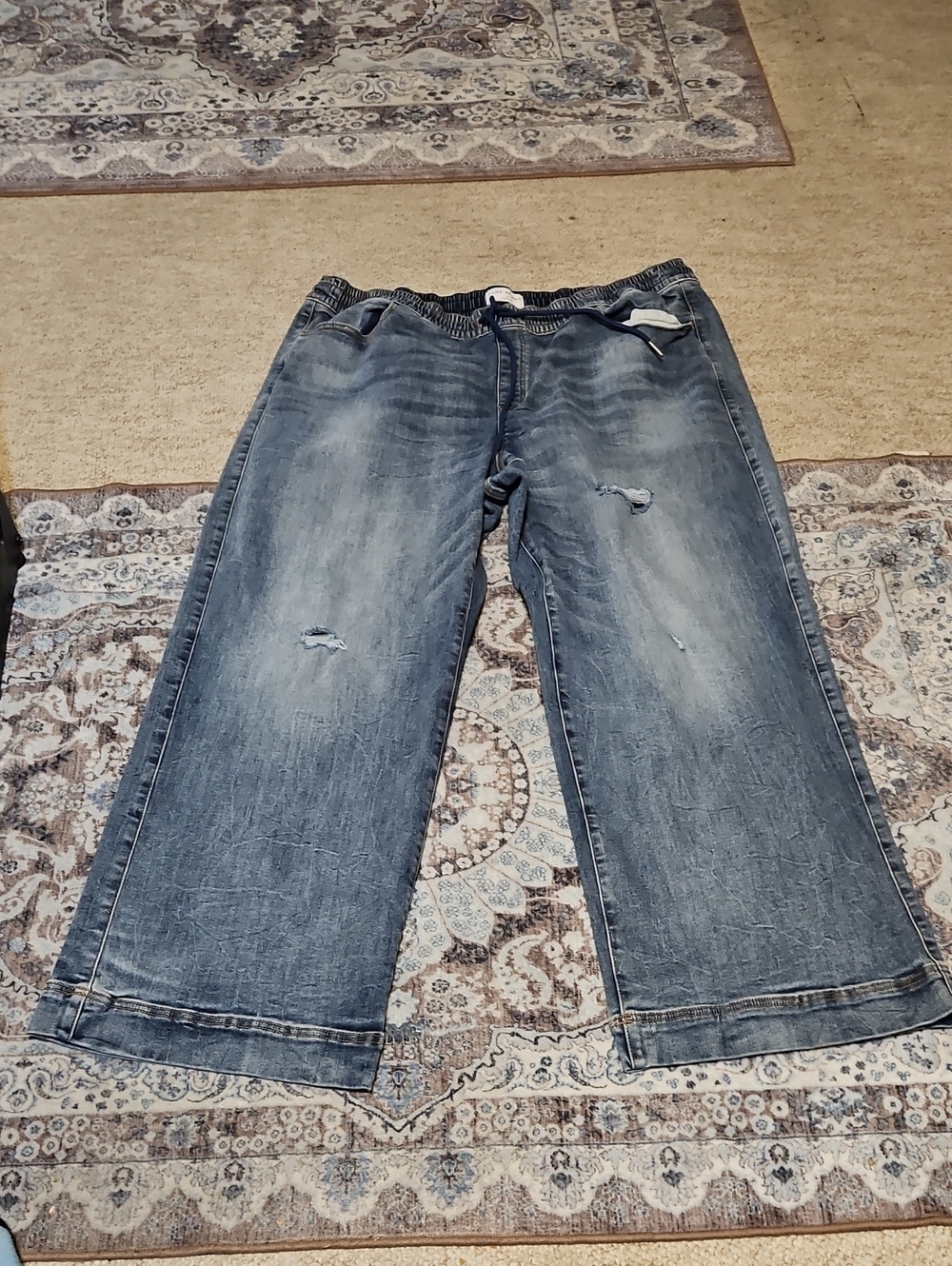 Lane Bryant Light Wash Wide Leg Drawstring Jeans